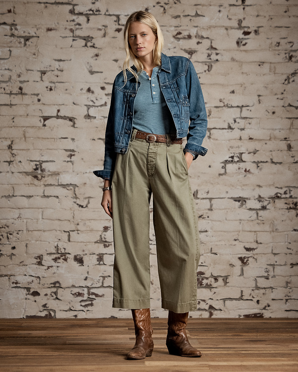 Cotton Cropped Wide-Leg Pant