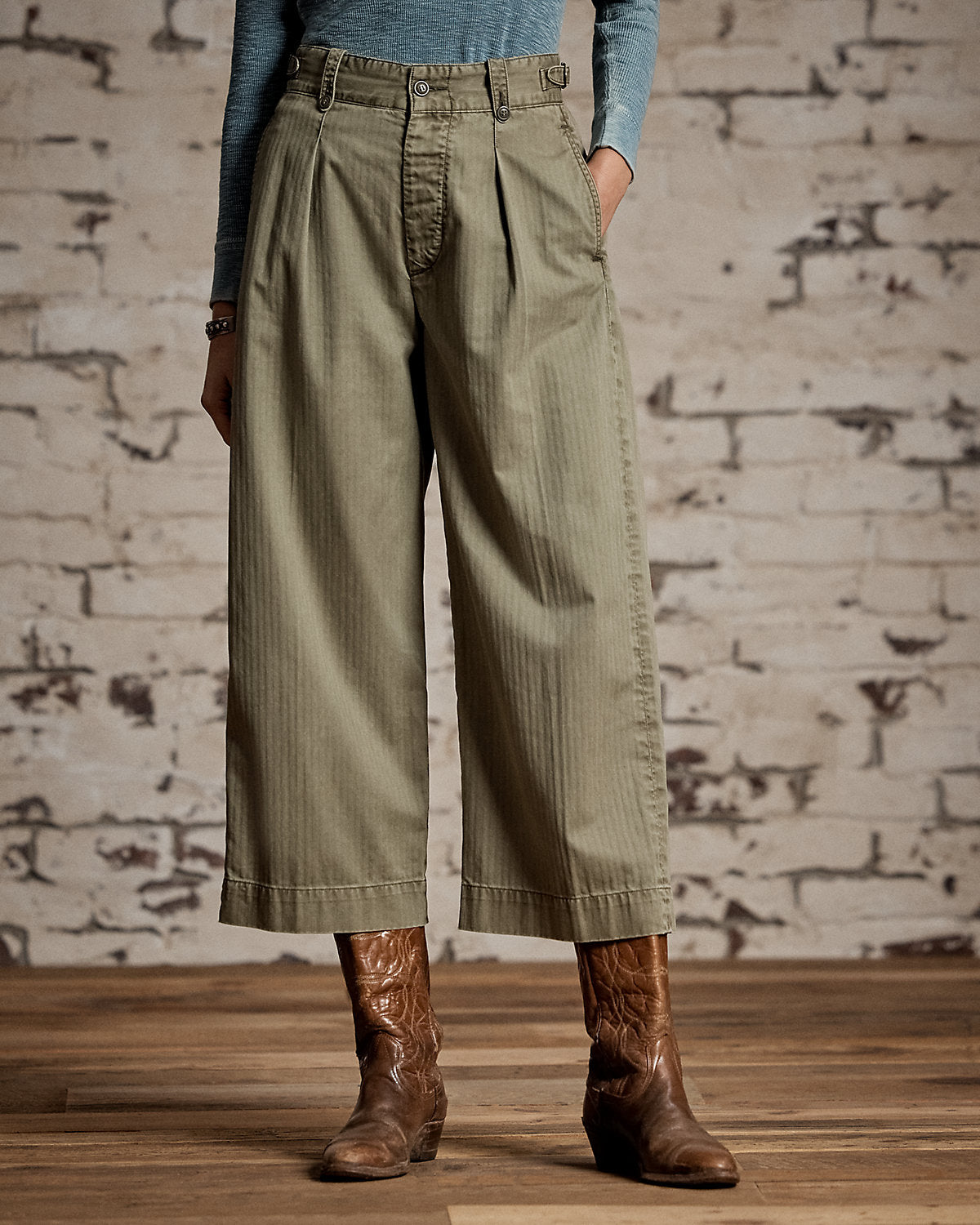 Cotton Cropped Wide-Leg Pant