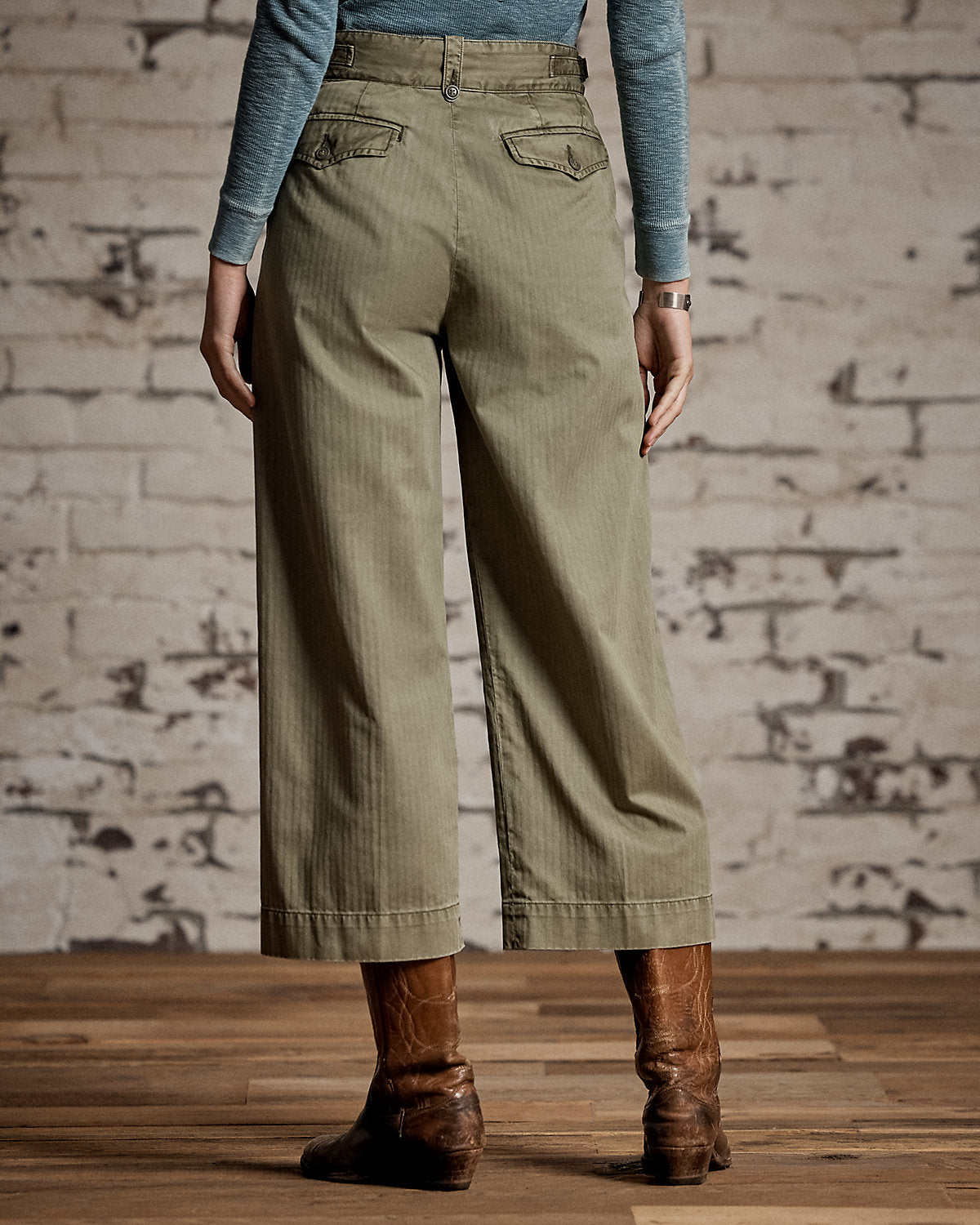 Cotton Cropped Wide-Leg Pant