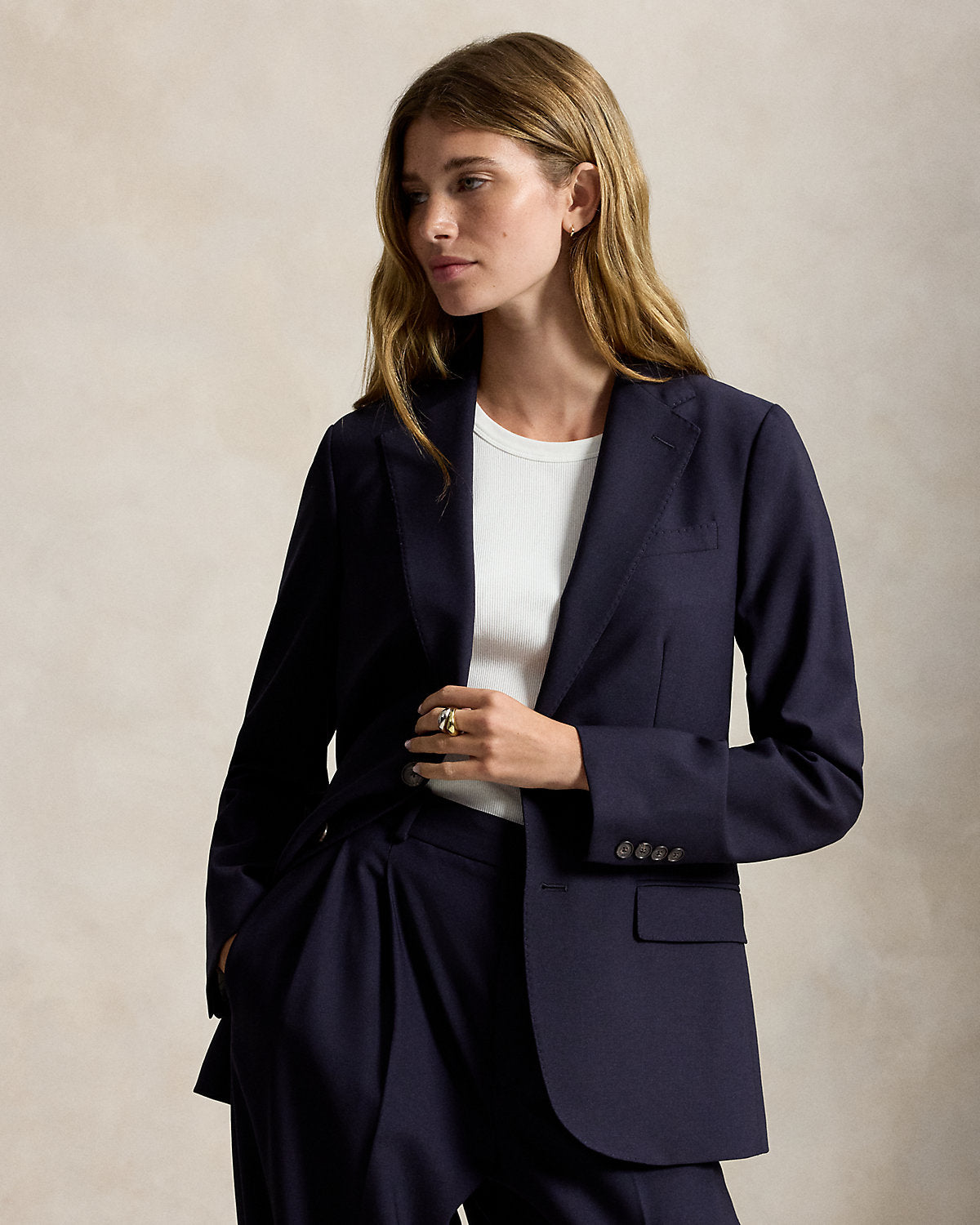 Single-Breasted Stretch Wool Blazer