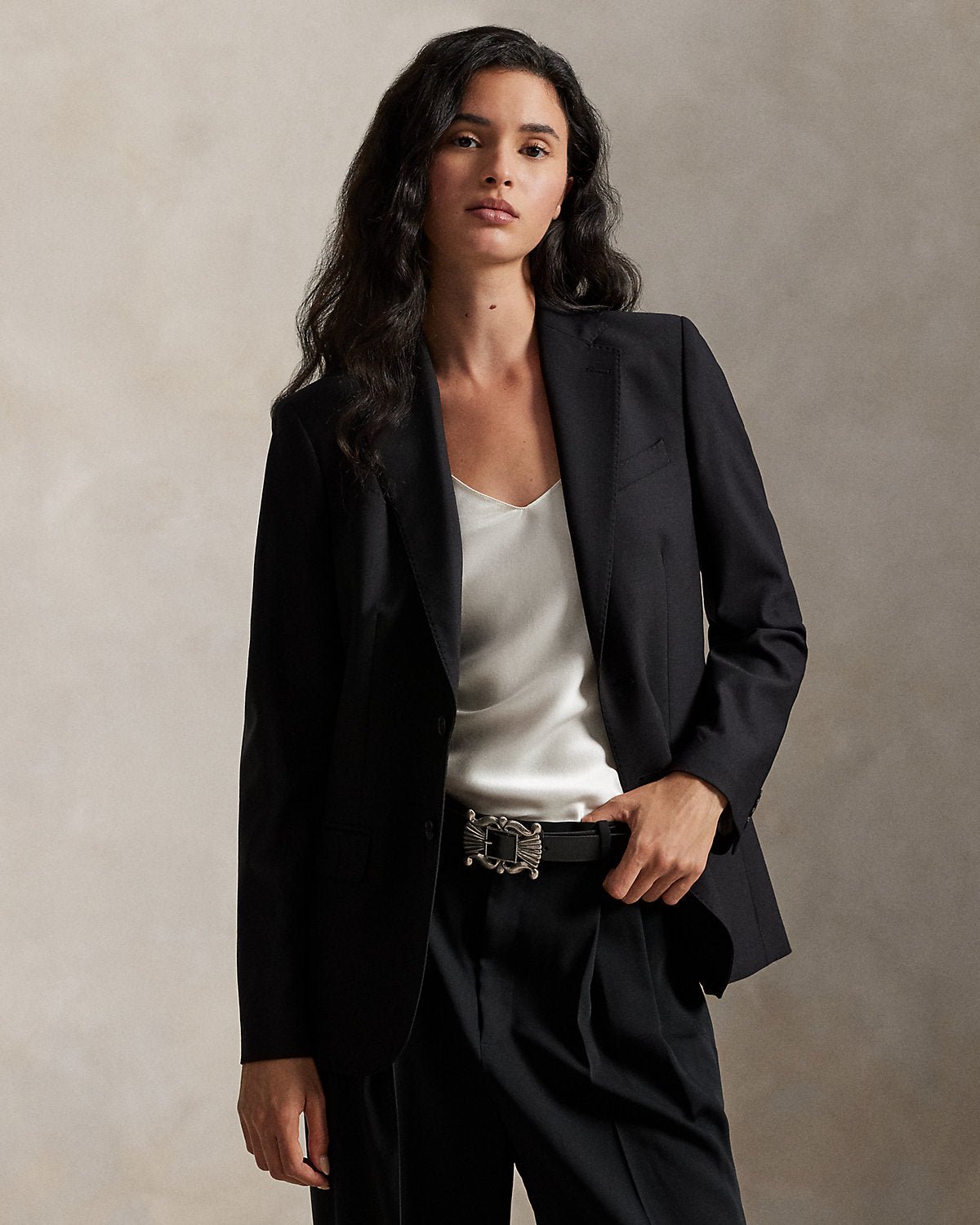 Single-Breasted Stretch Wool Blazer