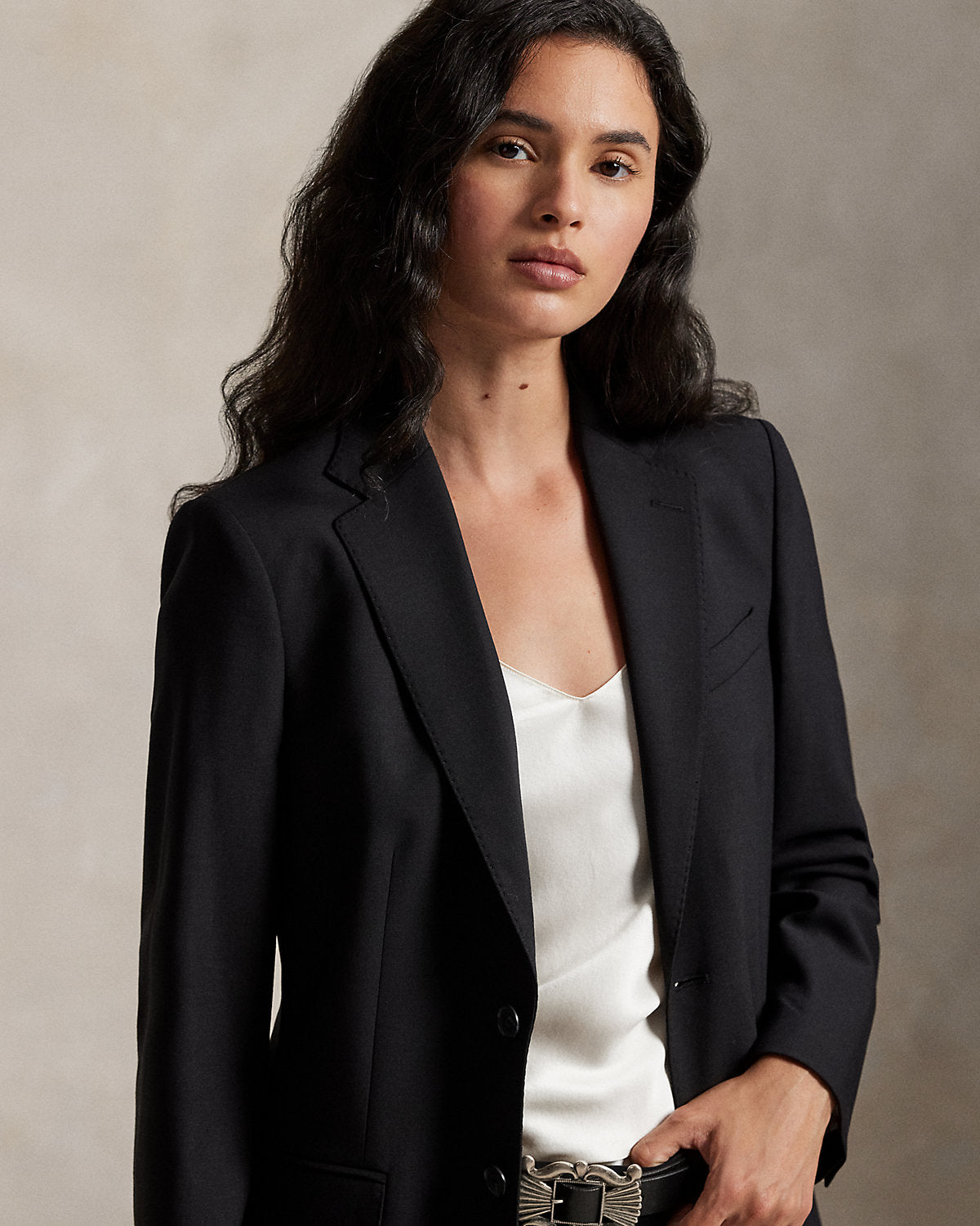 Single-Breasted Stretch Wool Blazer