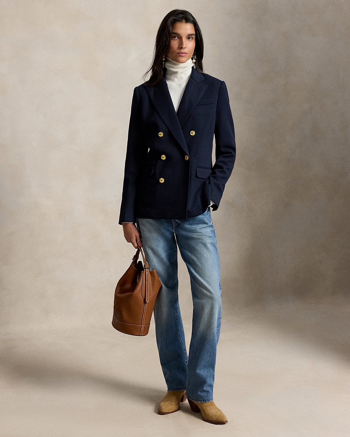 Double-Breasted Knit Blazer