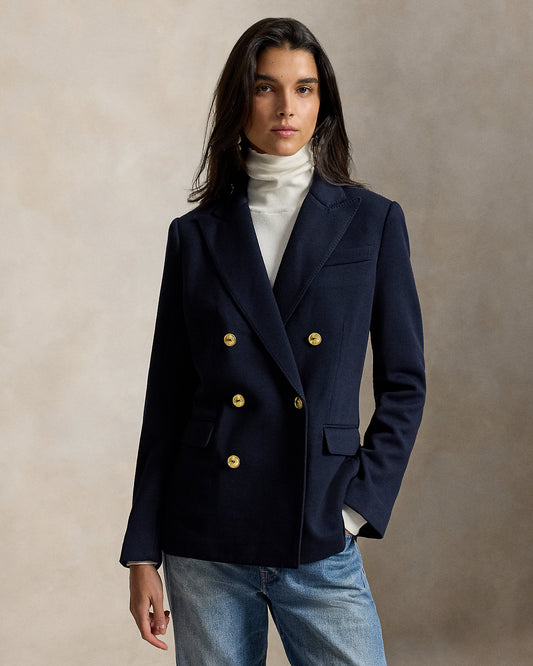 Double-Breasted Knit Blazer
