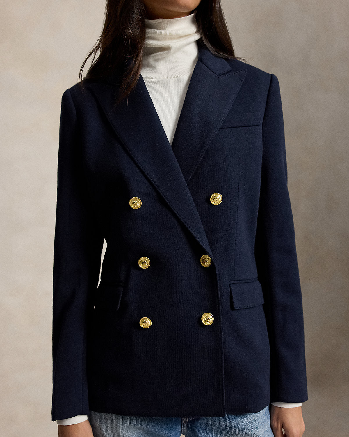 Double-Breasted Knit Blazer
