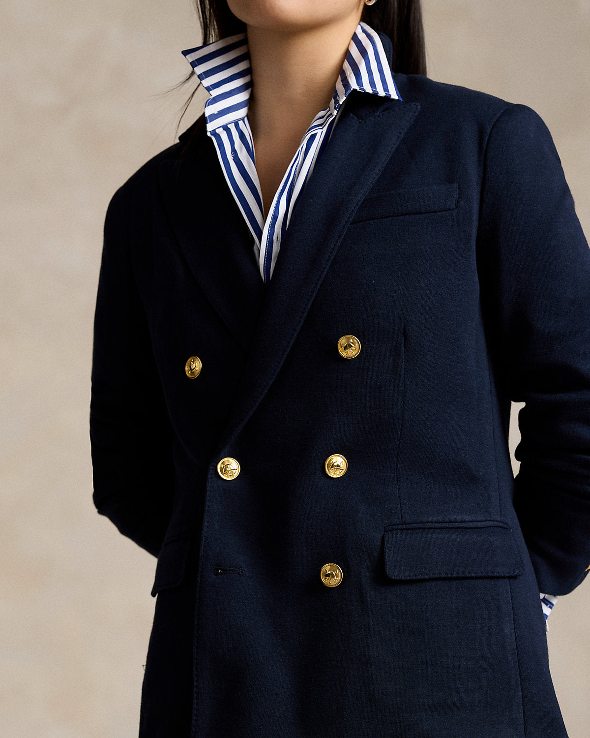 Double-Breasted Knit Blazer
