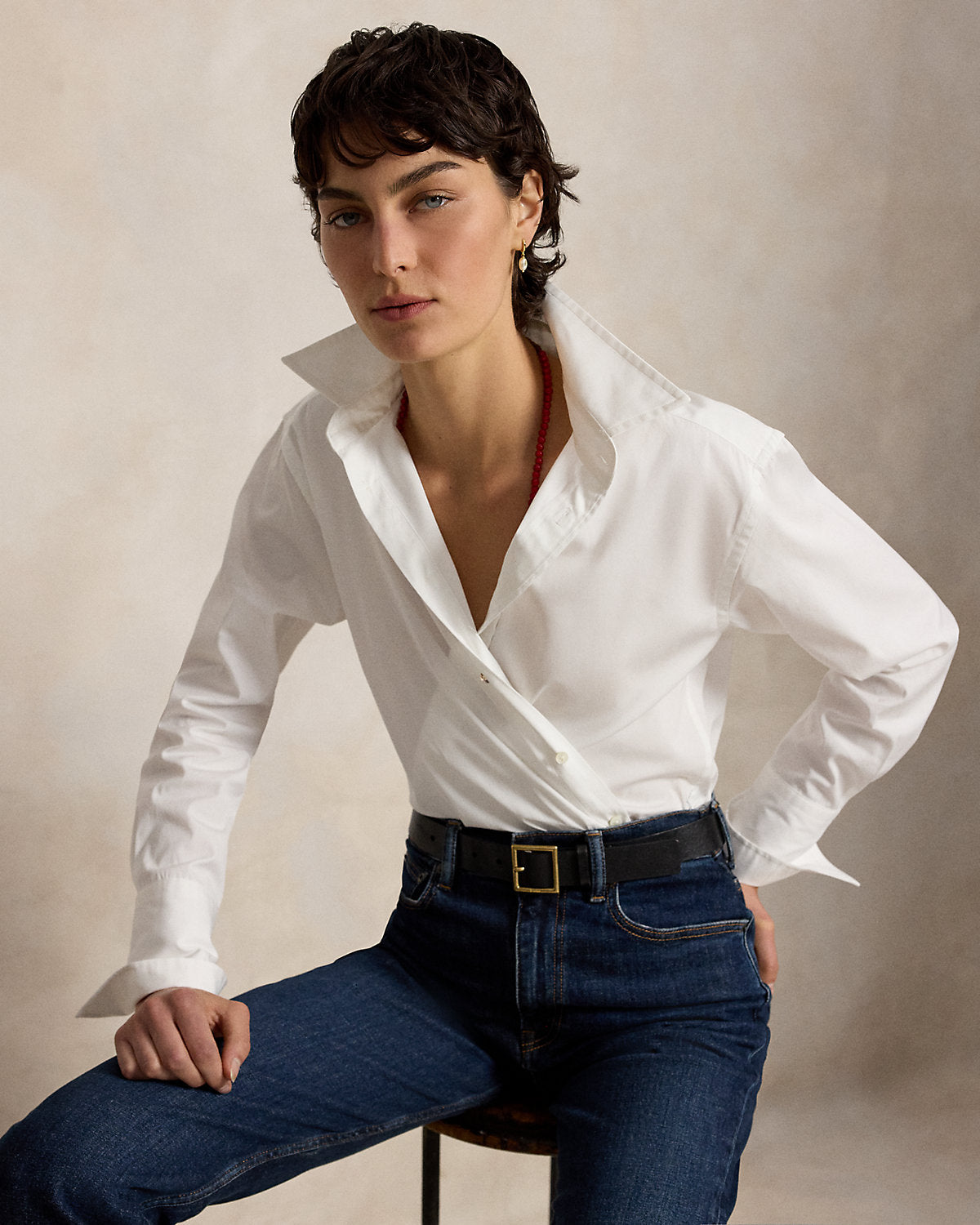 Extended-Cuff Cotton Shirt