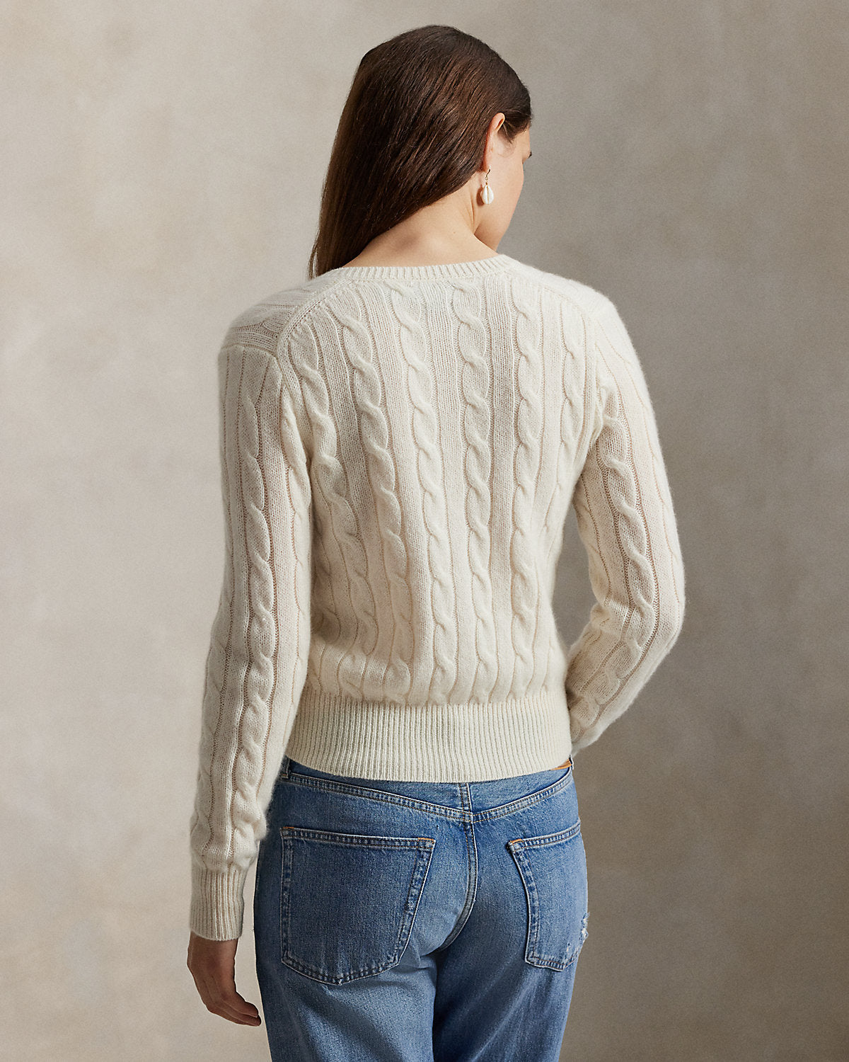 Cable-Knit Cashmere Crewneck Cardigan