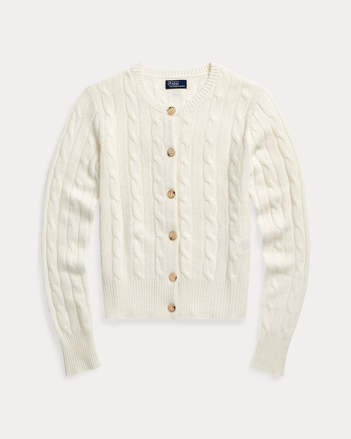 Cable-Knit Cashmere Crewneck Cardigan