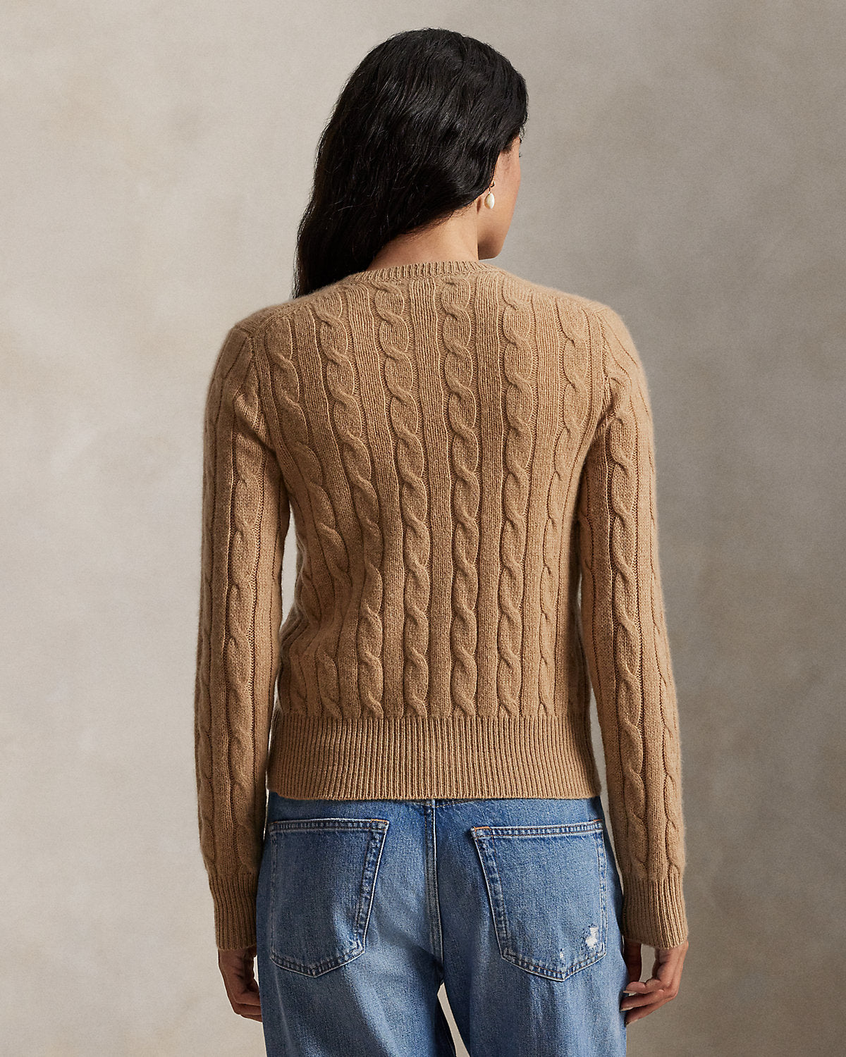Cable-Knit Cashmere Crewneck Cardigan
