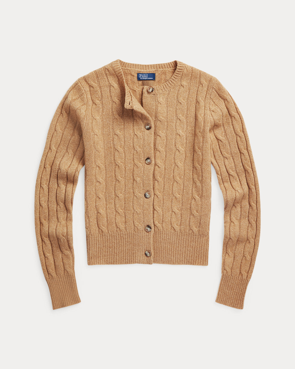 Cable-Knit Cashmere Crewneck Cardigan