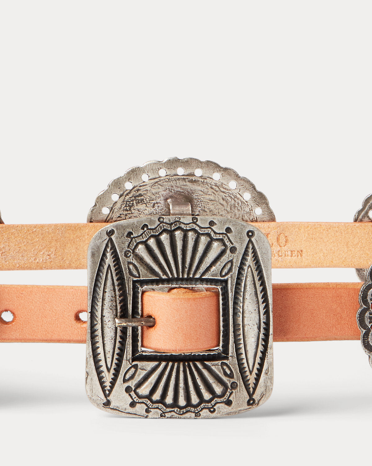 Metal-Accent Leather Belt