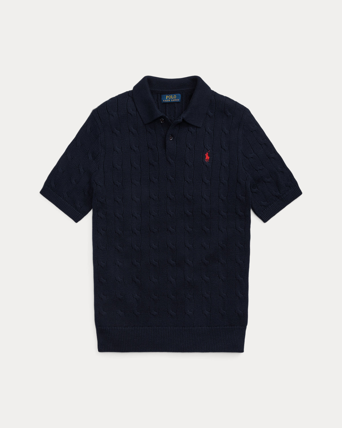 Cable-Knit Cotton Polo Sweater