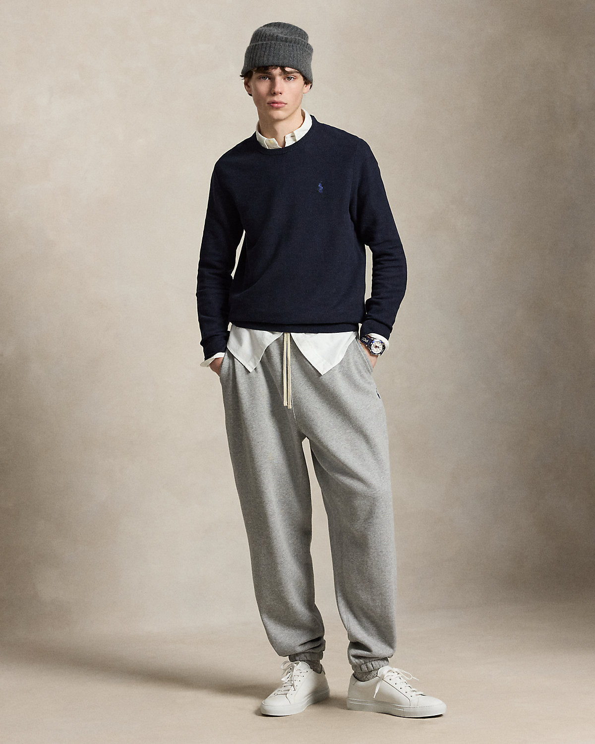 Mesh-Knit Cotton Crewneck Sweater