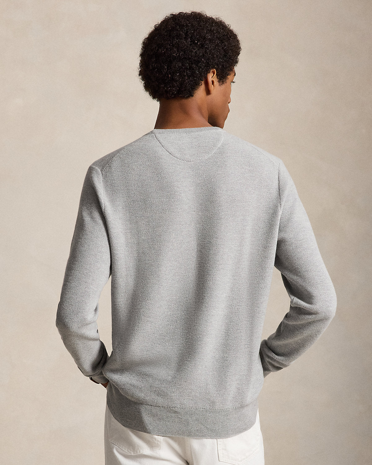 Mesh-Knit Cotton Crewneck Sweater