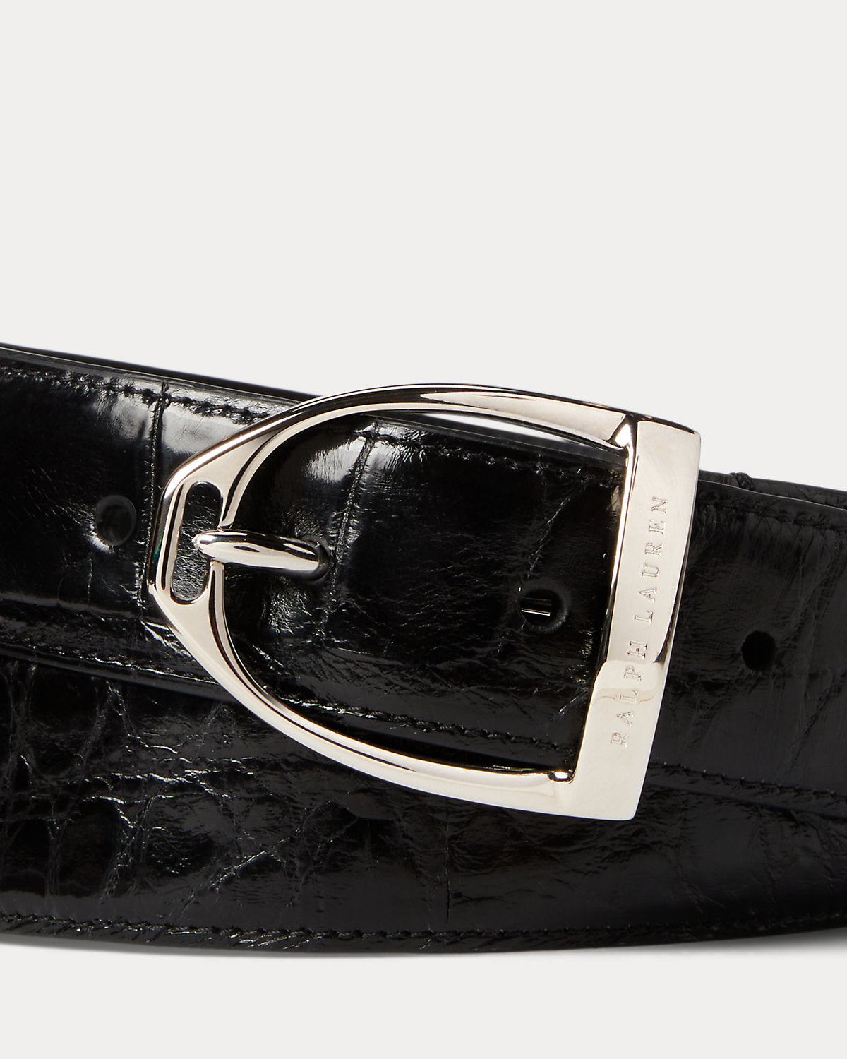 Stirrup-Buckle Alligator Belt