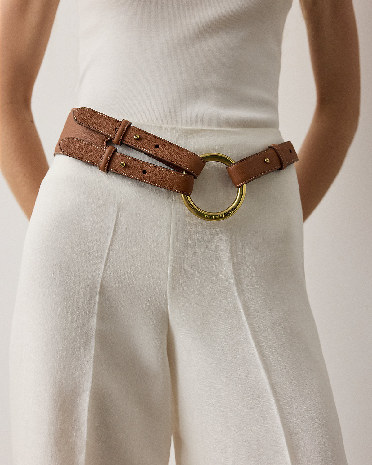 Tri-Strap O-Ring Pebbled Calfskin Belt