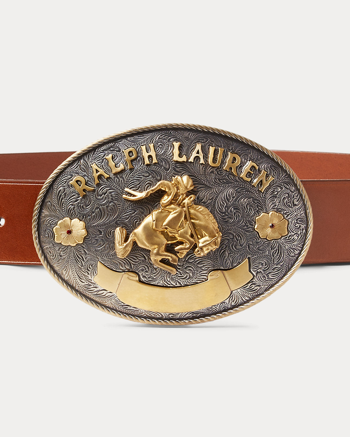 Rodeo-Buckle Vachetta Leather Wide Belt