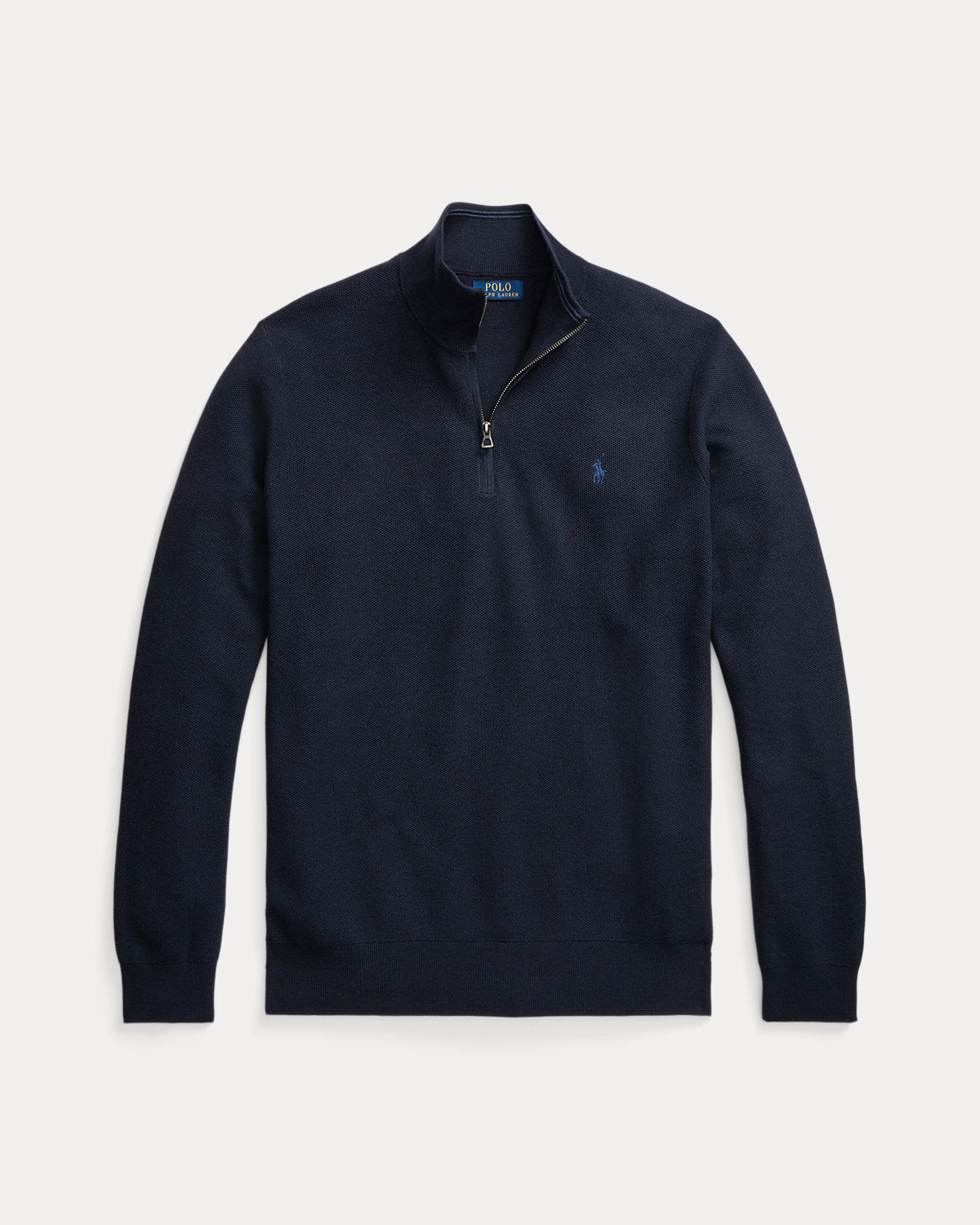Mesh-Knit Cotton Quarter-Zip Sweater