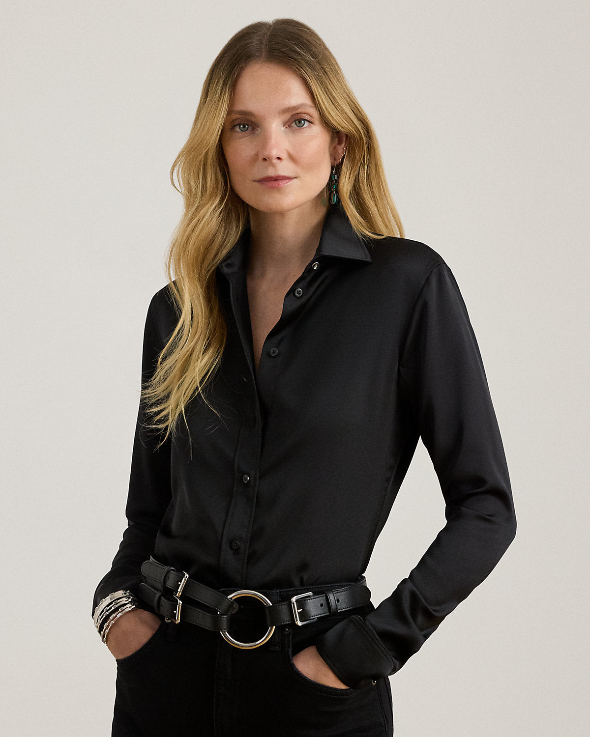 Classic Fit Satin Charmeuse Shirt