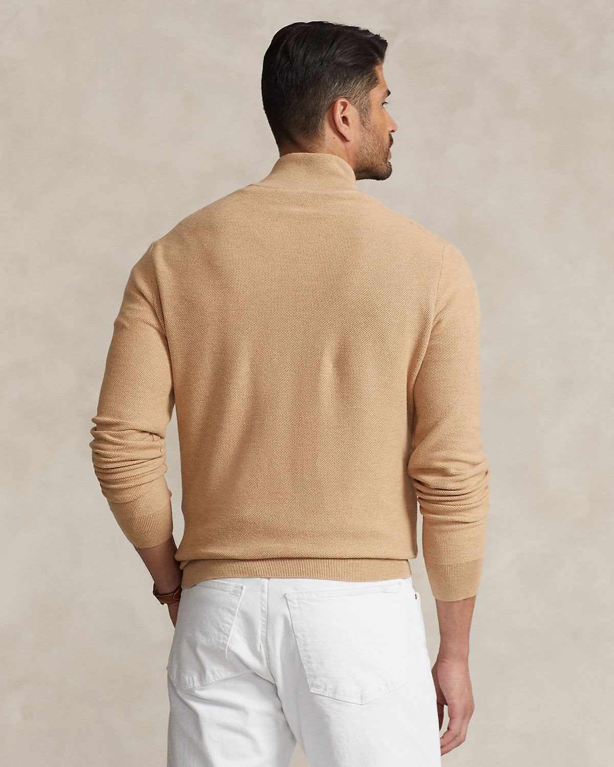 Mesh-Knit Cotton Quarter-Zip Sweater