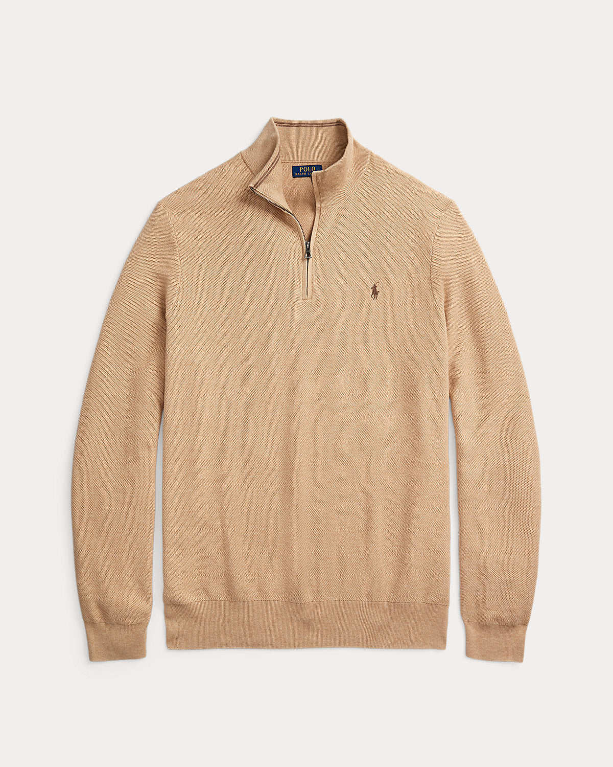 Mesh-Knit Cotton Quarter-Zip Sweater