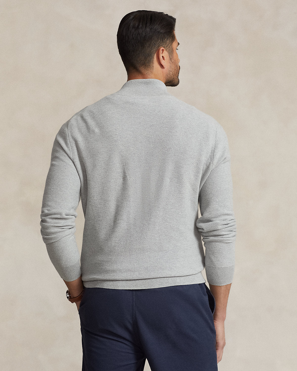 Mesh-Knit Cotton Quarter-Zip Sweater
