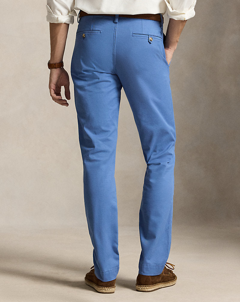 Stretch Slim Fit Washed Chino Trouser Nimes Blue