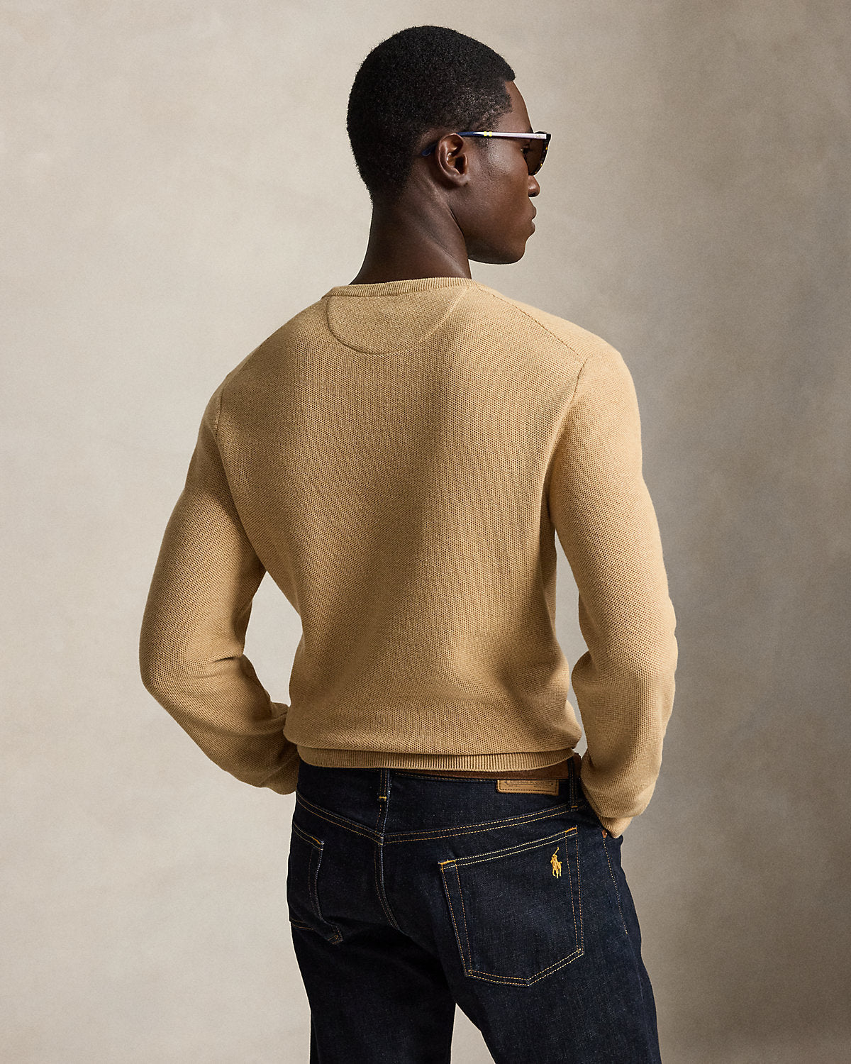 Mesh-Knit Cotton Crewneck Sweater