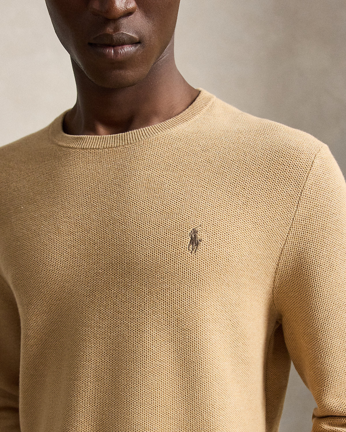 Mesh-Knit Cotton Crewneck Sweater