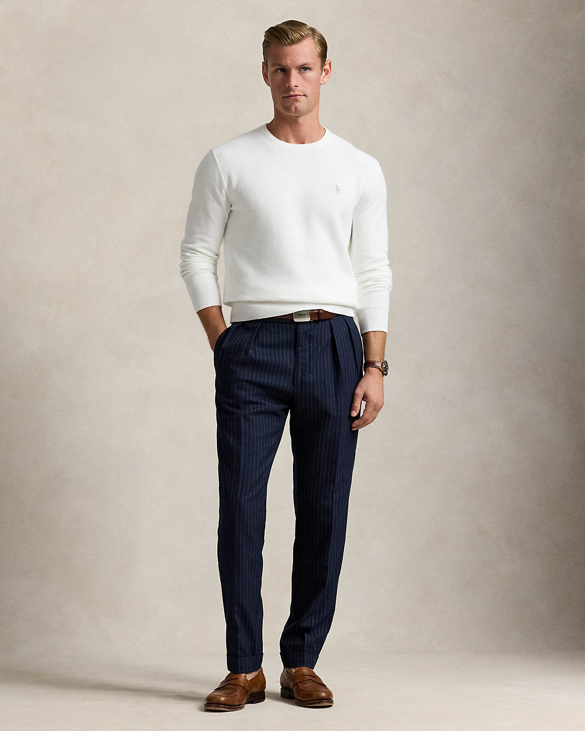 Mesh-Knit Cotton Crewneck Sweater