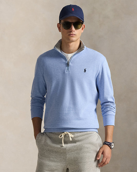 Luxury Jersey Quarter-Zip Pullover Isle Heather/C7978