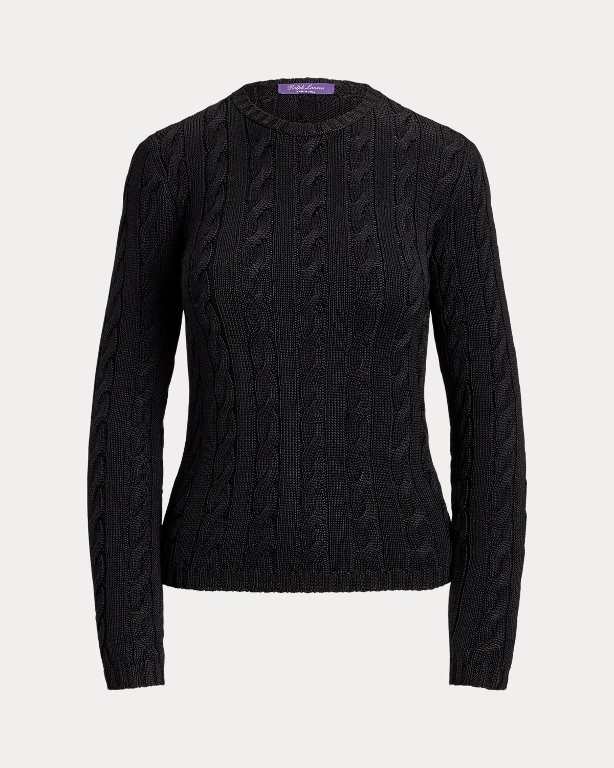 Cable-Knit Silk Crewneck Sweater