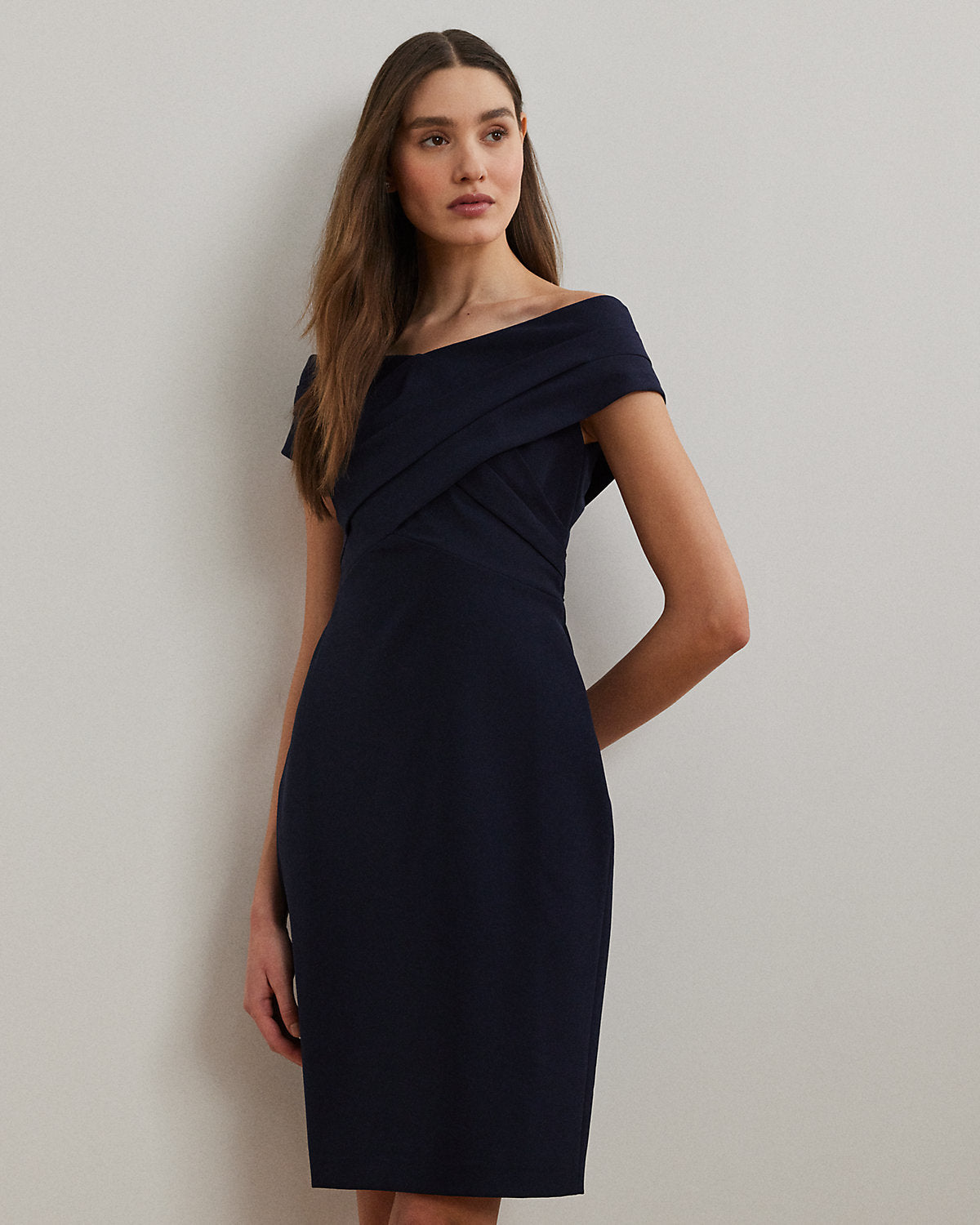 Crepe Off-the-Shoulder Cocktail Dress