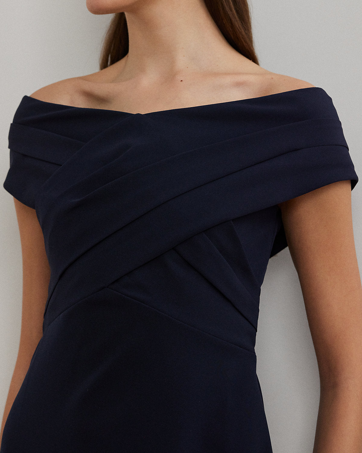 Crepe Off-the-Shoulder Cocktail Dress