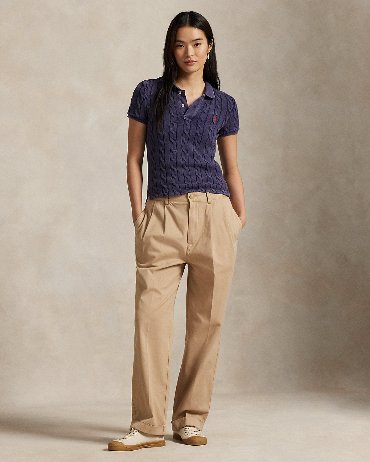 Cable-Knit Polo Shirt