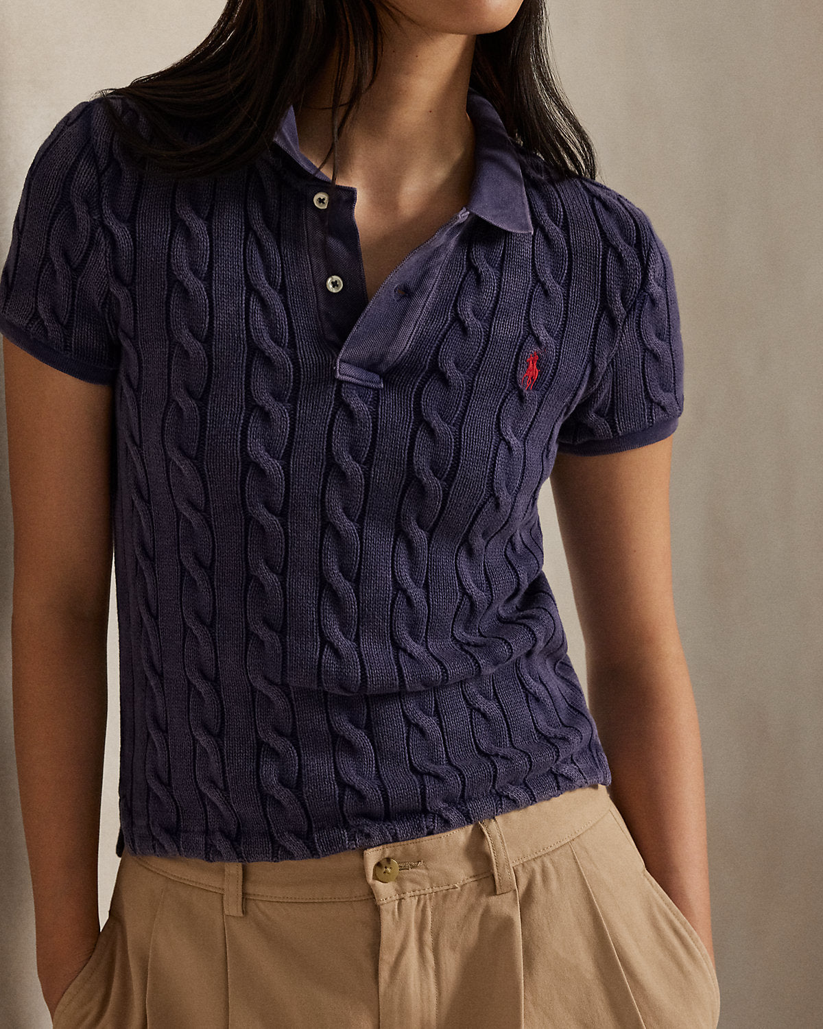 Cable-Knit Polo Shirt