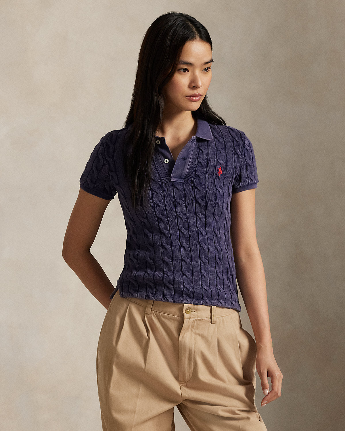 Cable-Knit Polo Shirt