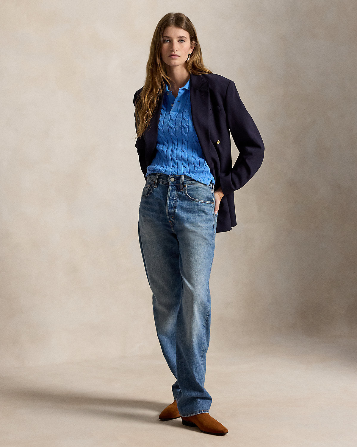Cable-Knit Polo Shirt