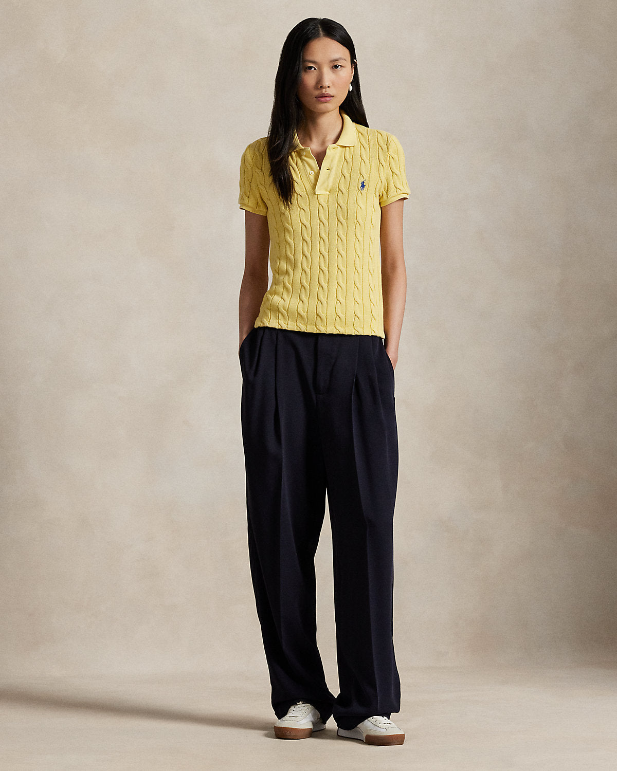 Cable-Knit Polo Shirt