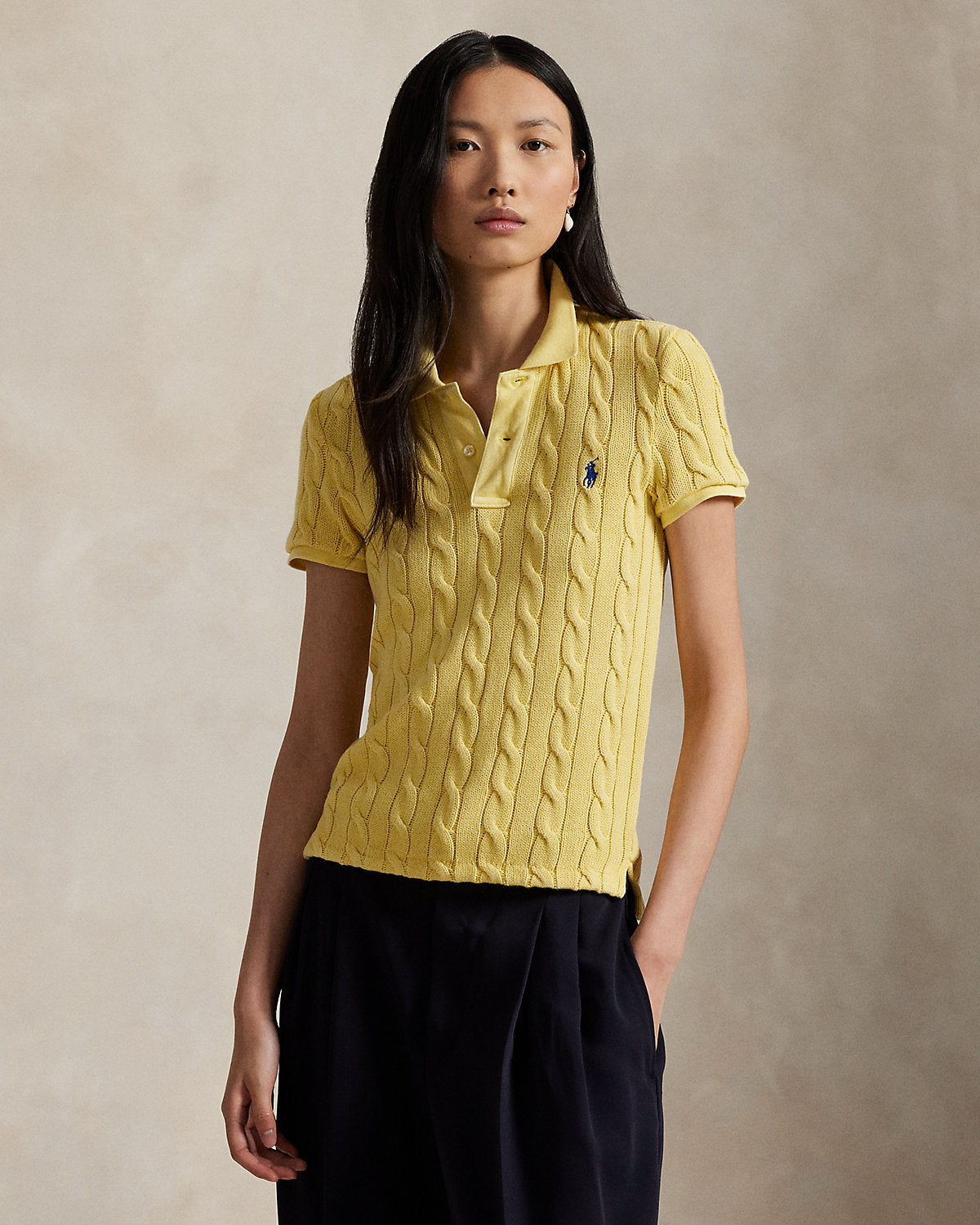 Cable-Knit Polo Shirt