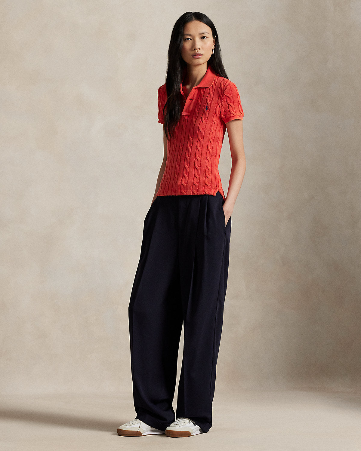 Cable-Knit Polo Shirt