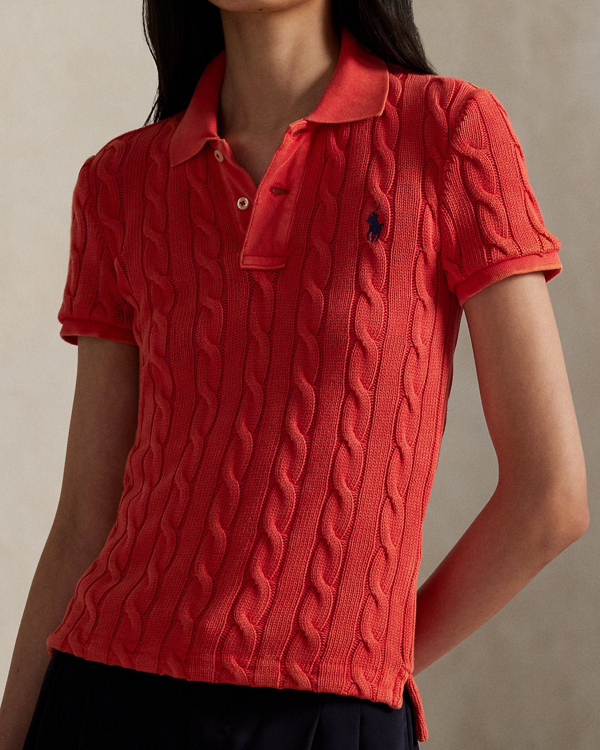 Cable-Knit Polo Shirt