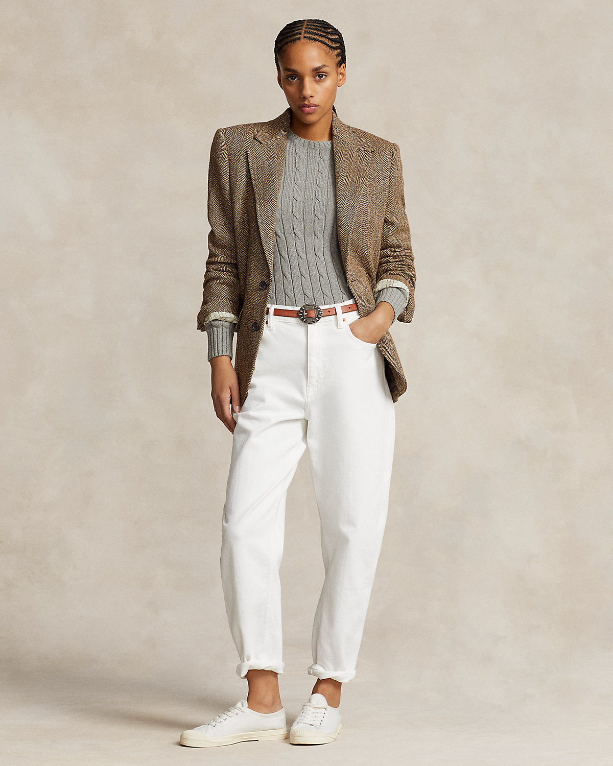 Cable-Knit Cotton Crewneck Sweater