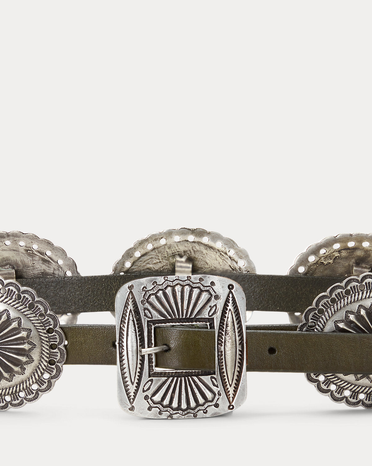 Metal-Accent Leather Belt
