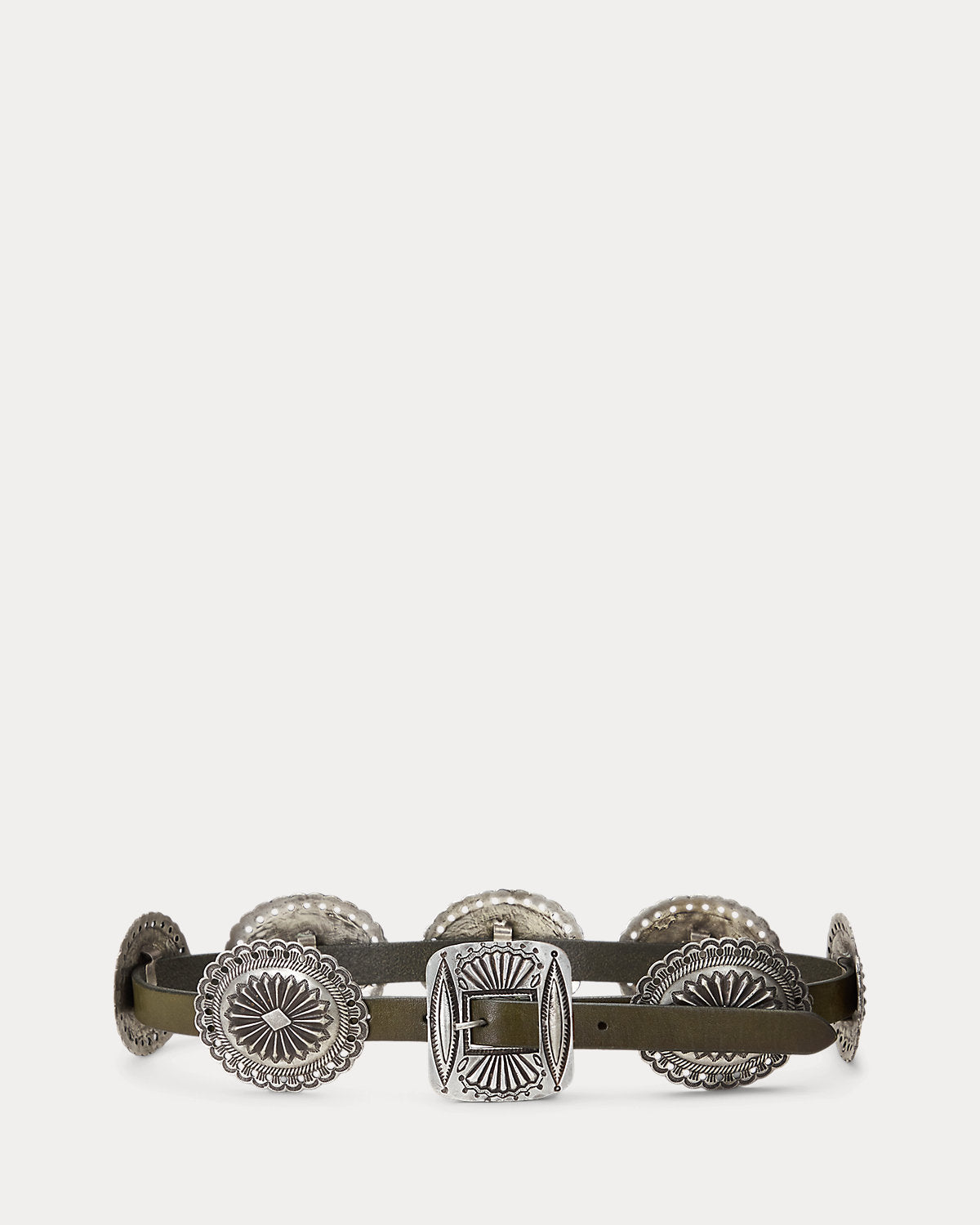 Metal-Accent Leather Belt