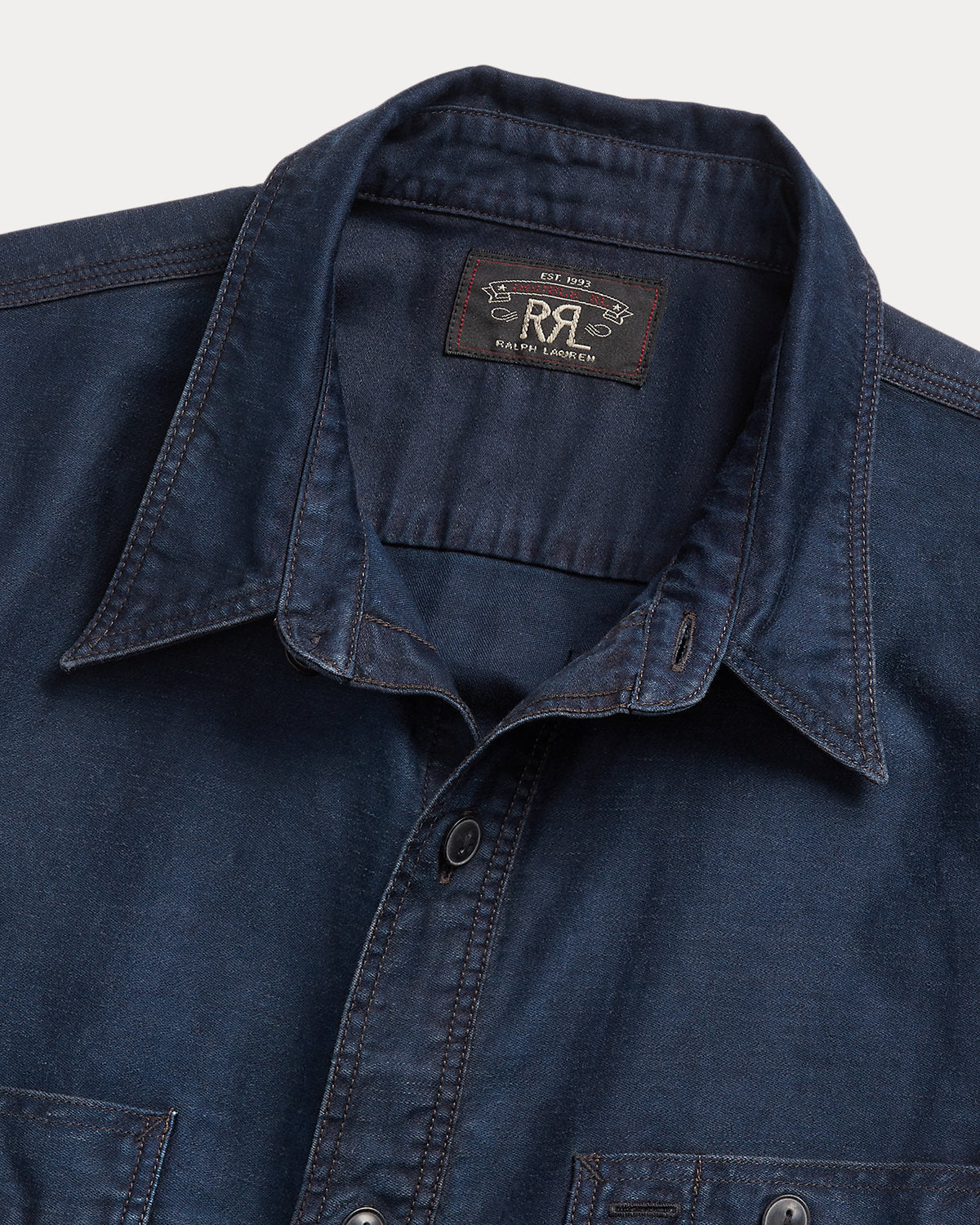 Indigo Cotton-Linen Sateen Workshirt