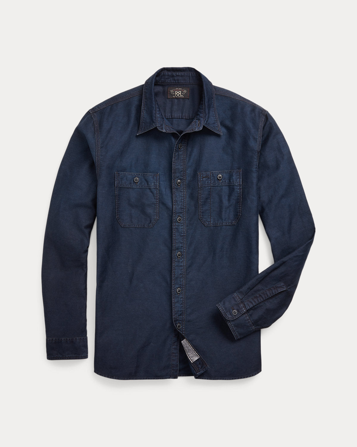 Indigo Cotton-Linen Sateen Workshirt