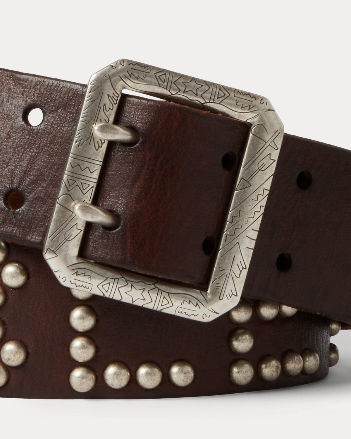 Studded-Logo Leather Belt