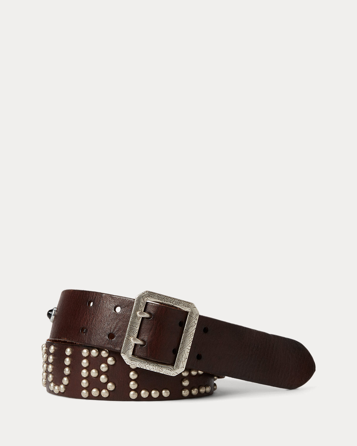 Studded-Logo Leather Belt
